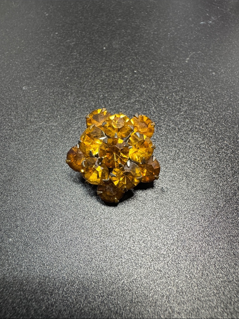 VTG Source Unknown Amber-Tone Crystal Cluster Brooch